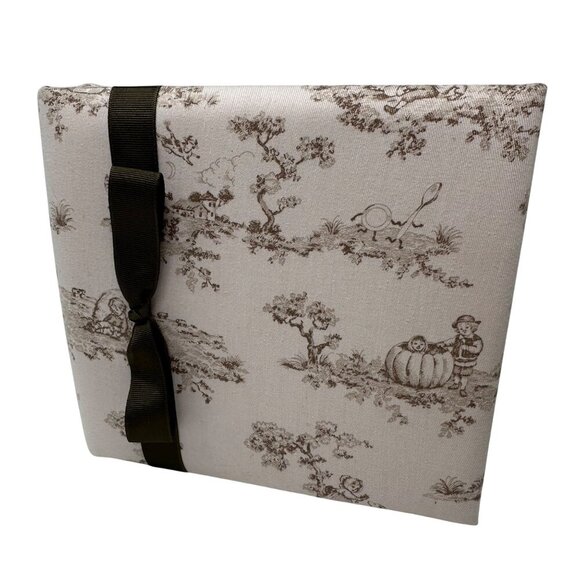 Pink Brown Toile Padded Fabric Photo Album Bow Holds 200 4x6 Photos Gift Baby - Picture 13 of 15